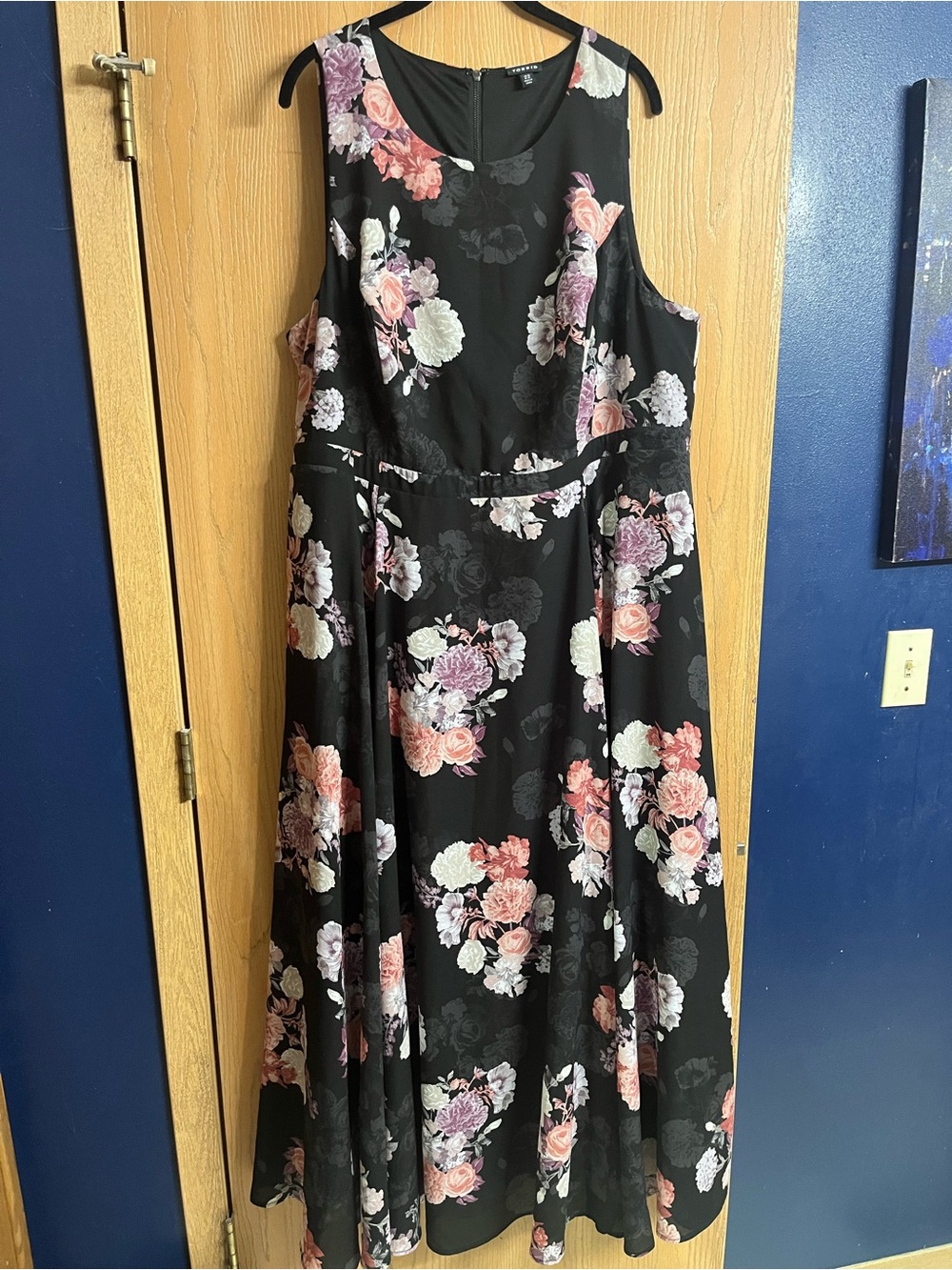 Torrid Black Floral Sleeveless Dress Georgette Maxi Size 22
